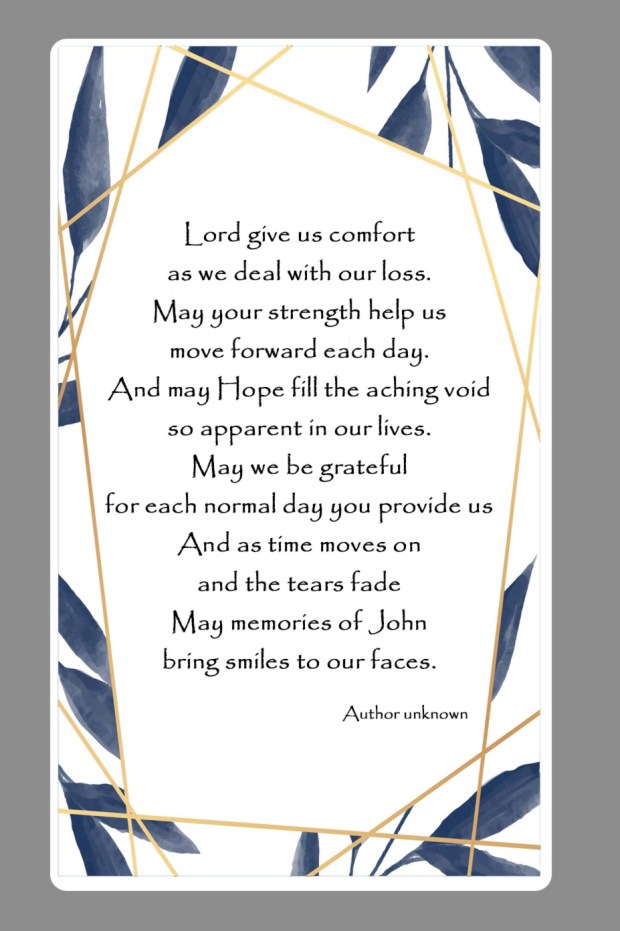 Give Us Comfort Prayer Card