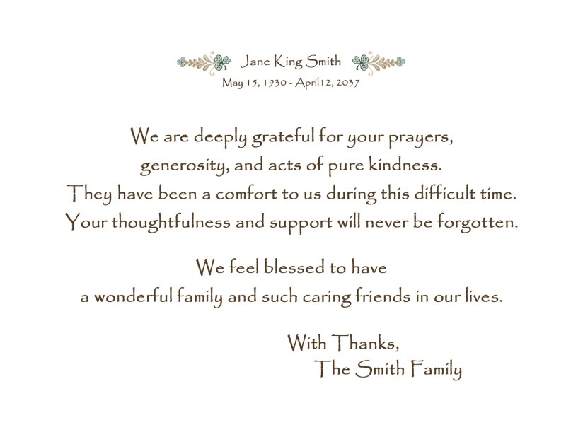 Custom Funeral Thank you notes Mass Booklets