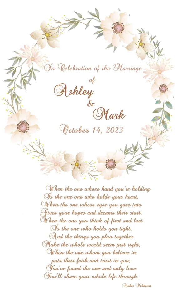 white flower wedding program