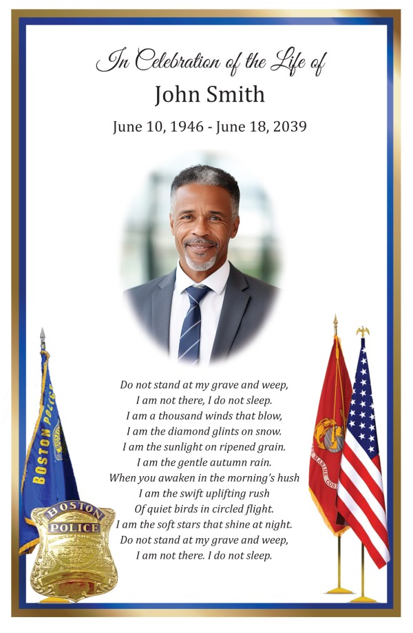 Blue Gold Border (accents optional) Funeral Mass PROGRAMS