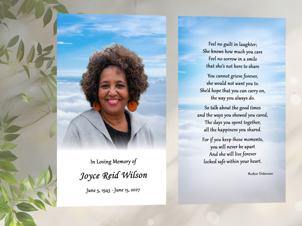 Sky and Clouds Memorial Card with photo