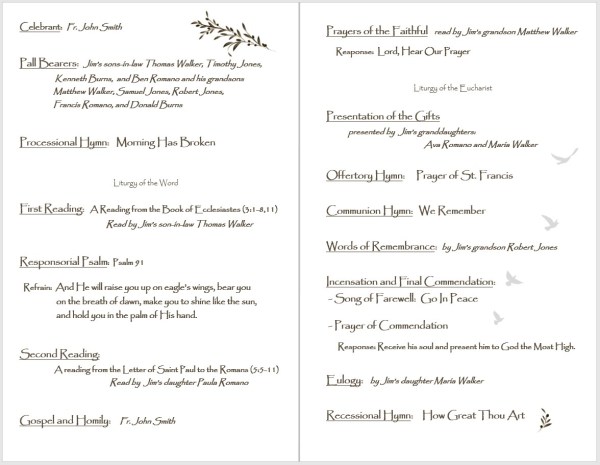 olive branch funeral program inside