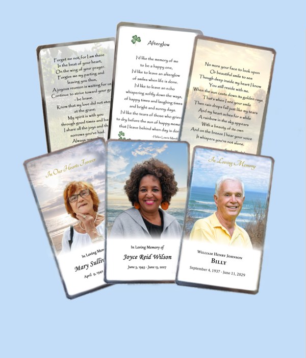 Memorial Cards and Prayer Cards Laminated