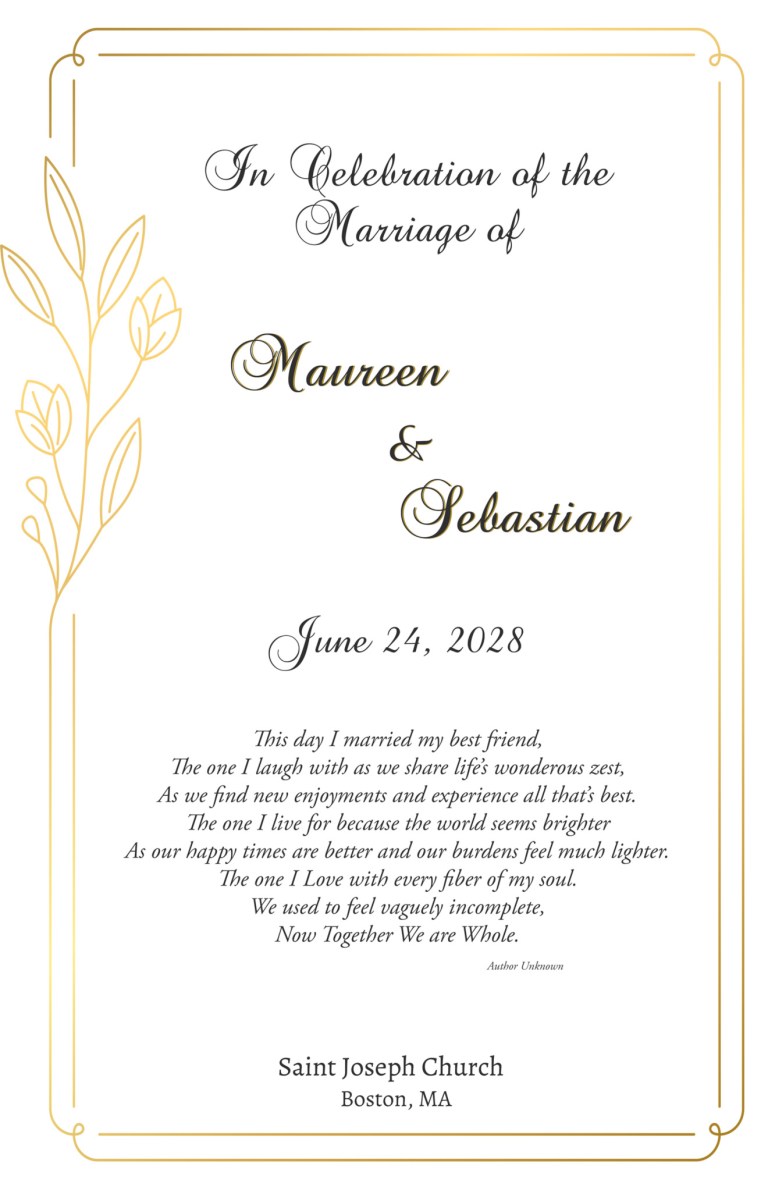 simple gold wedding booklet