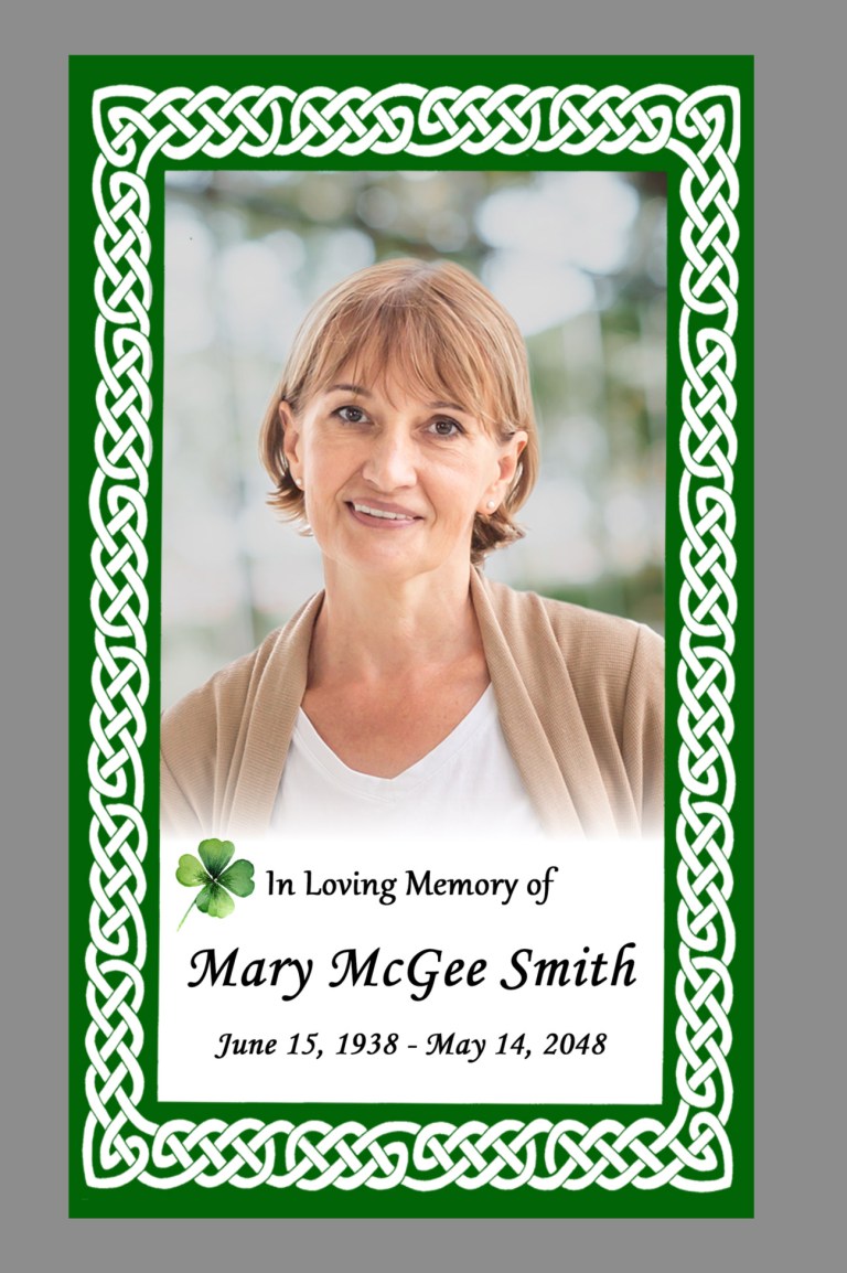 Celtic knot prayer card with photo