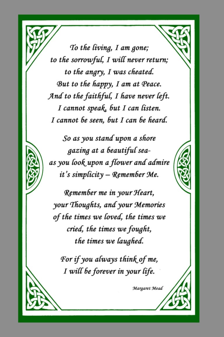 Remember me prayer card