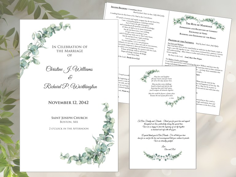 Eucalyptus Corners Wedding Booklets