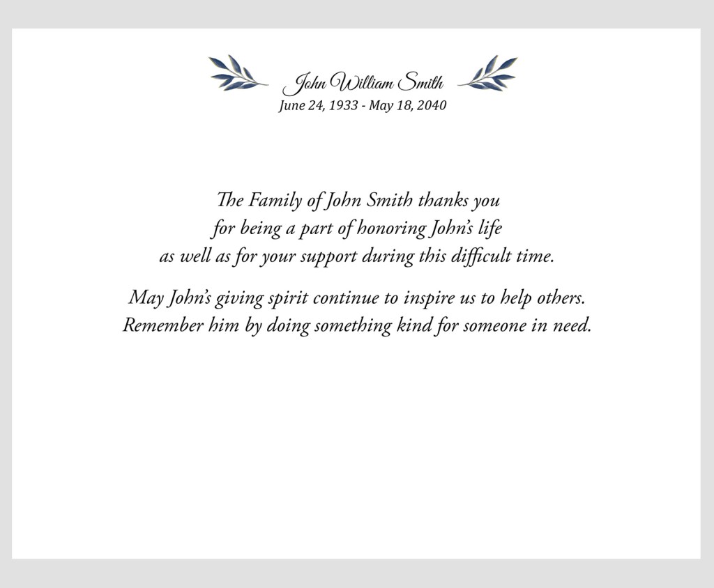 Funeral Thank you message inside example