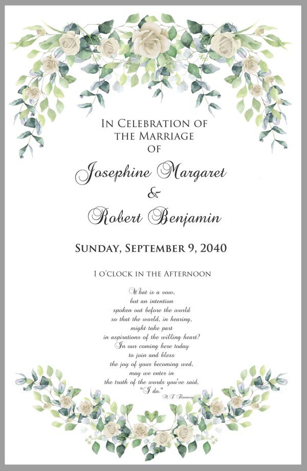 cascading roses greenery