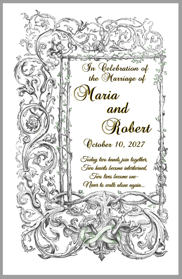 Fairytale Vintage Vines Wedding Mass BOOKLETS