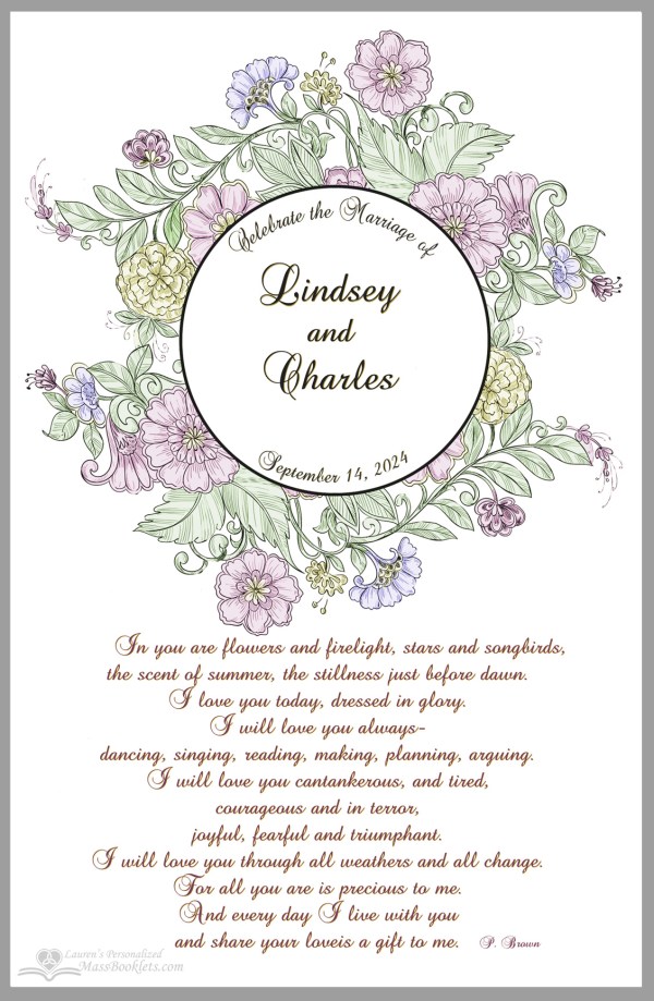 Painted Floral Circle Wedding Mass BOOKLETS