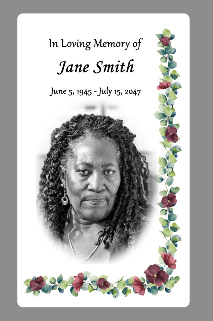 Eucalyptus floral memorial card