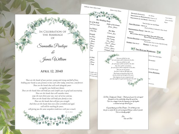 Wedding Mass Programs Eucalyptus