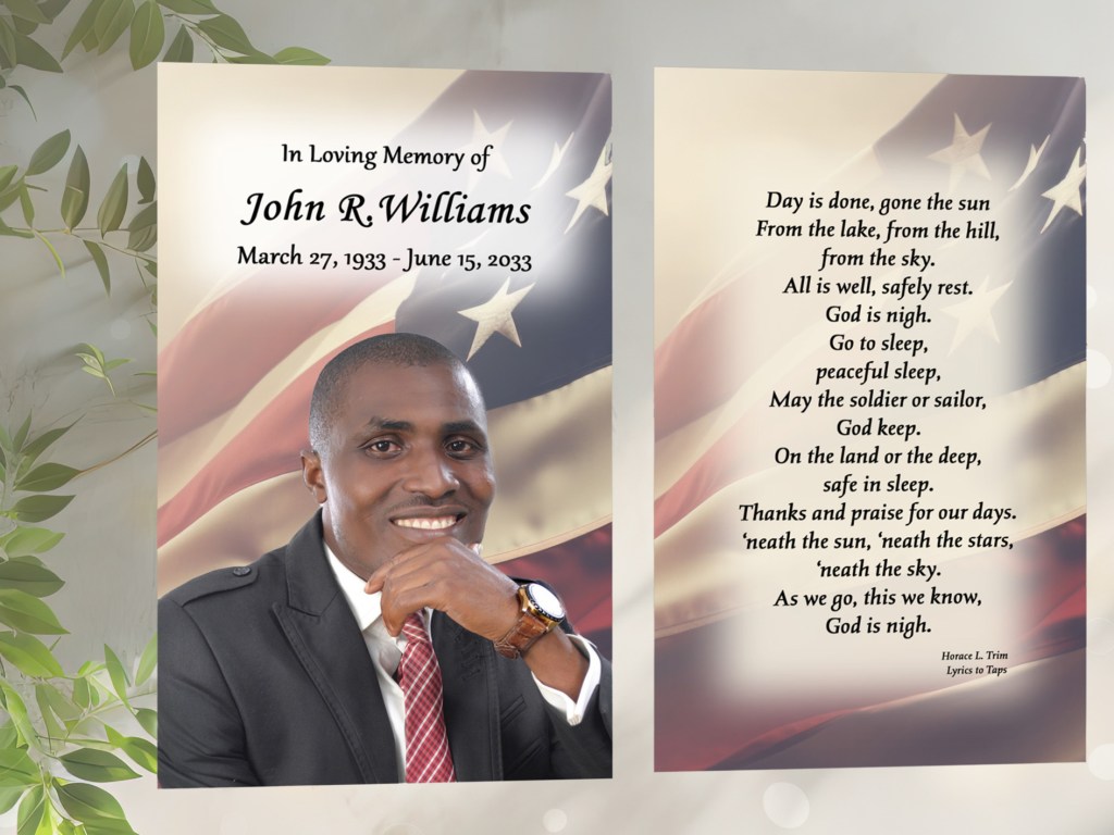 American Flag prayer cards with photo