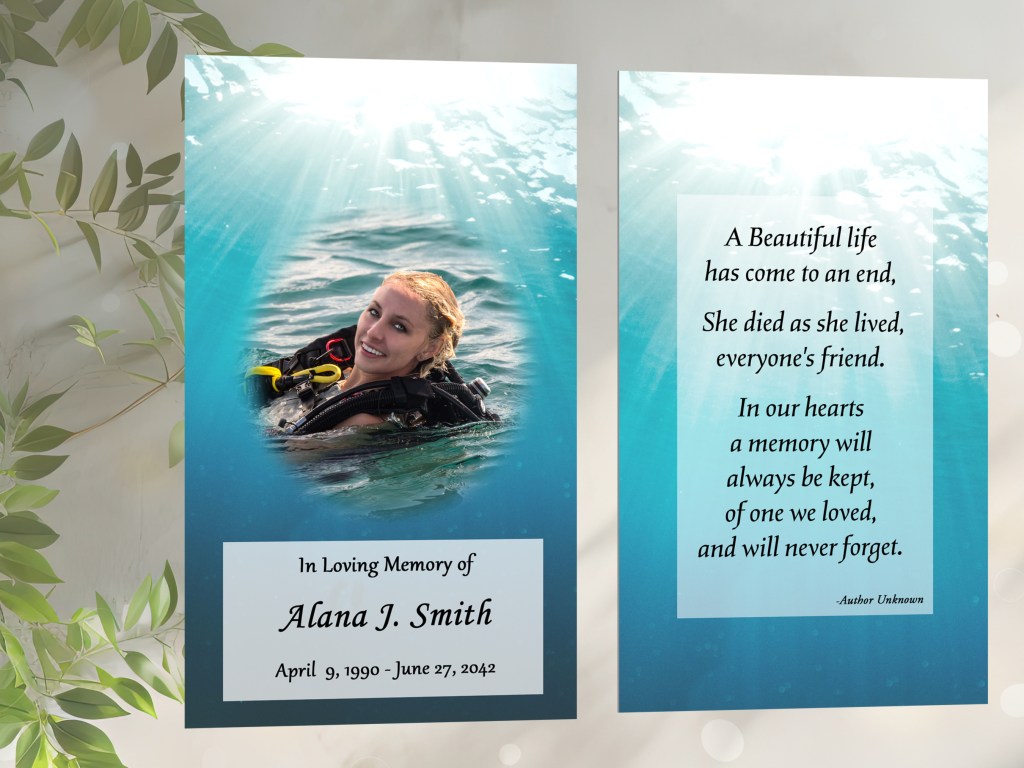 Underwater Memorial Cards with photo