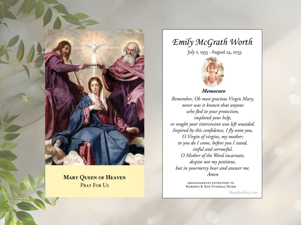 Mary Queen of Heaven prayer card
