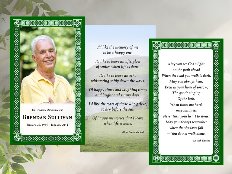 Celtic heart border memorial cards